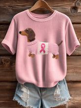 Motif de teckel mignon des femmes feutre Art confortable tricot Top